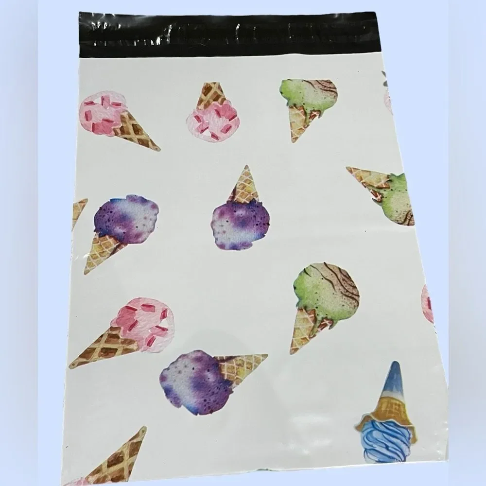 10x13 Polymailers 25 Pack Summer Ice Cream Fun Shipping Bags Boutique Mailers